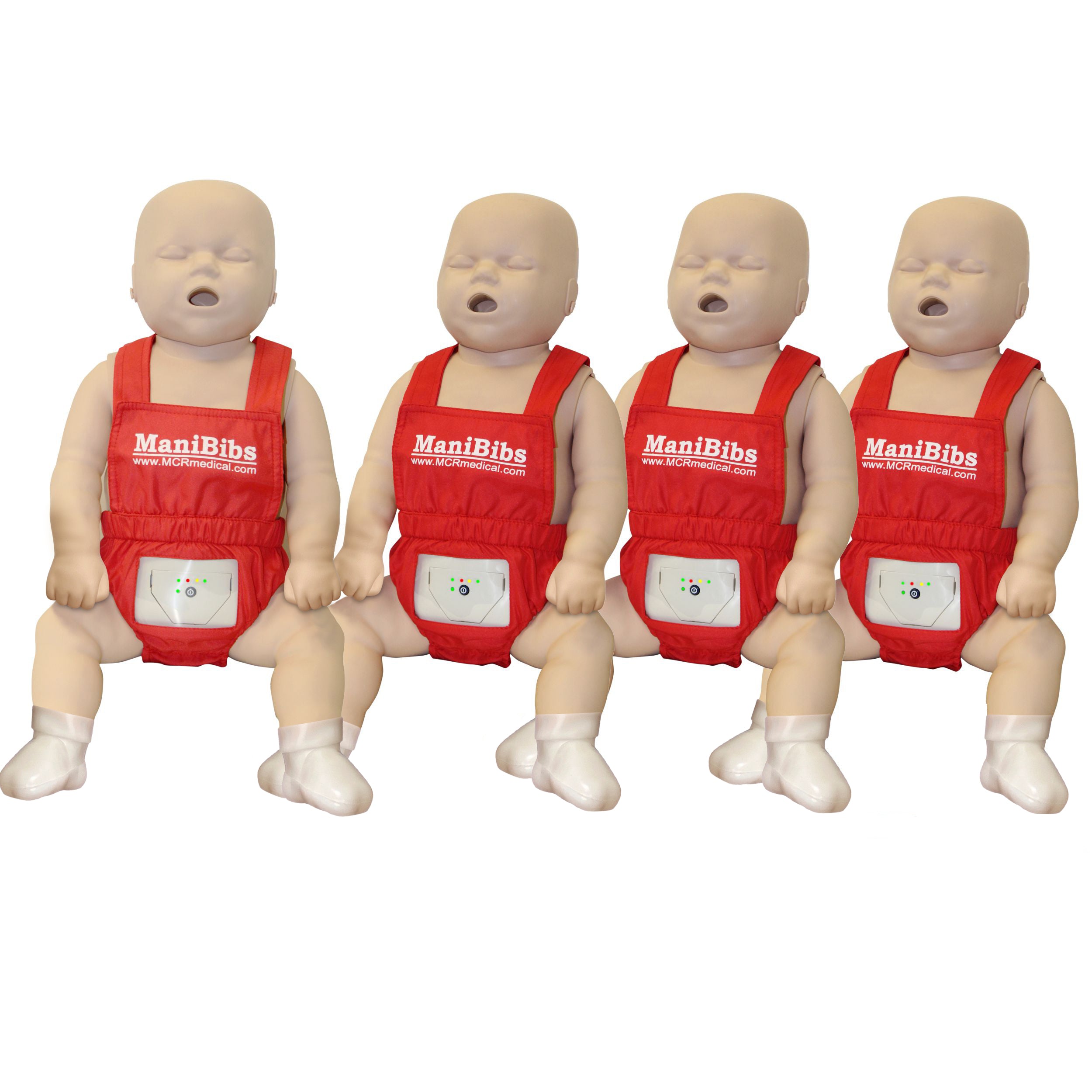CPR Manikin 4-Pack Adult and 4-Pack Infant w. Feedback, AED UltraTrainers, Carry Bag w. Wheels