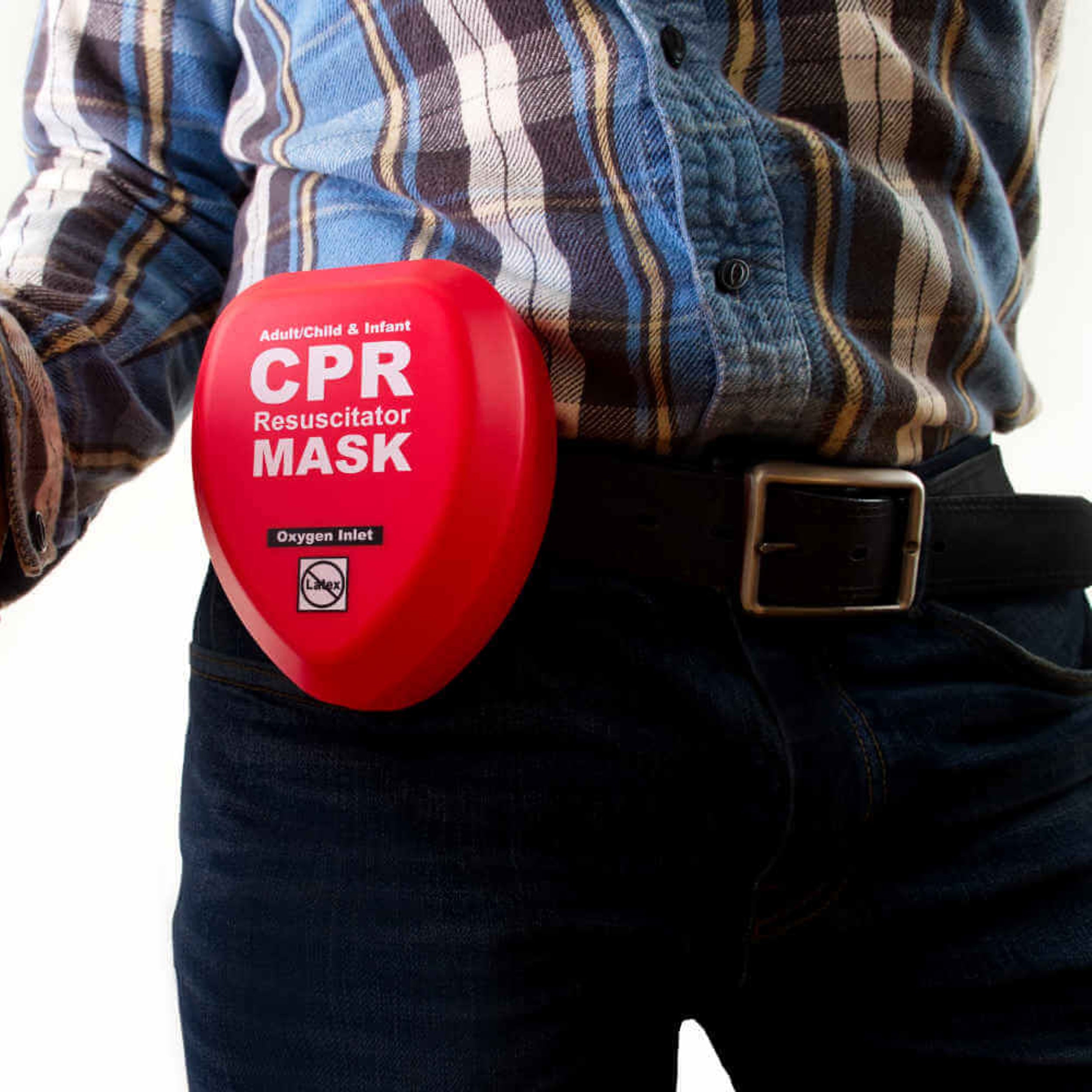 Package of 50 CPR Rescue Masks, Adult/Child, Hard Case with Belt Clip, WNL