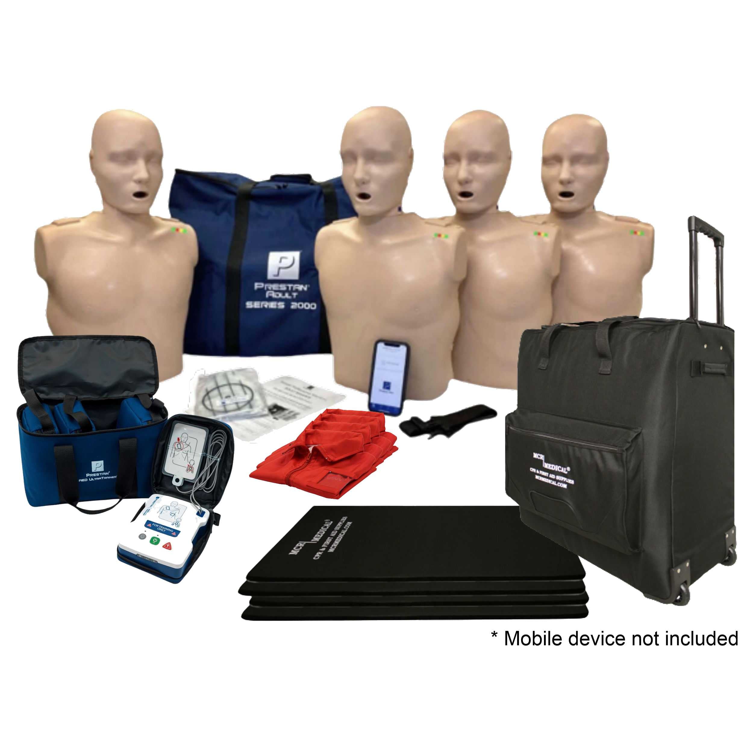 Series 2000 CPR Manikin Kit, 4-Pack Adult with Advanced Feedback, AED UltraTrainers, CarryAll-L