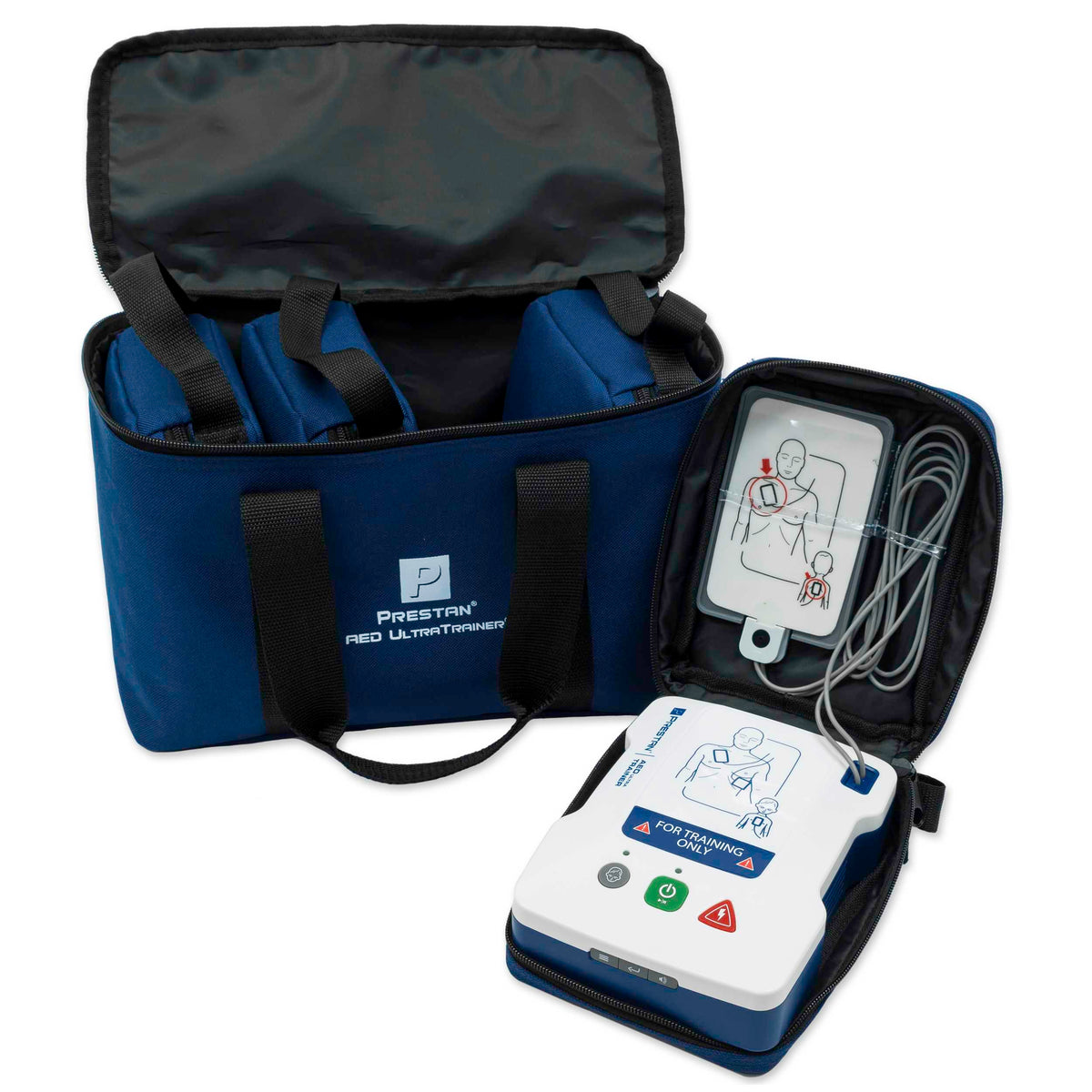 CPR Adult Manikin 4-Pack w. Feedback, AED UltraTrainers, Carry Bag w. Wheels