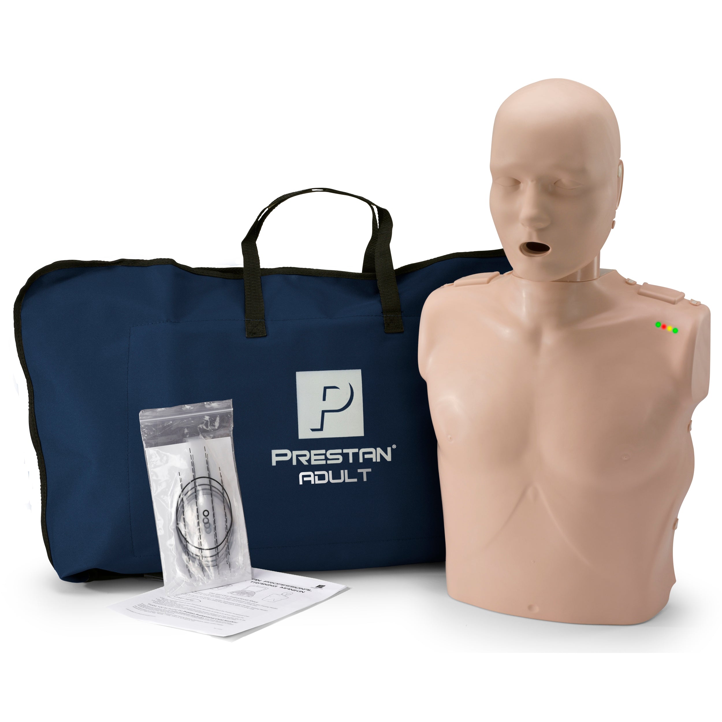 CPR Training Kit w. Adult Manikin WITH Feedback & AED Practi-Trainer Essentials, MEDIUM TONE