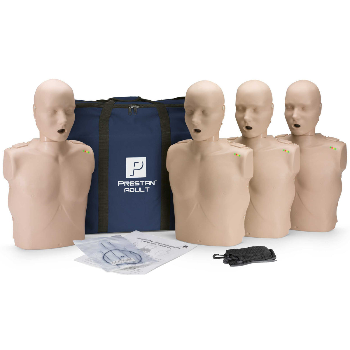 CPR Adult Manikin 4-Pack w. Feedback, AED UltraTrainers, Carry Bag w. Wheels