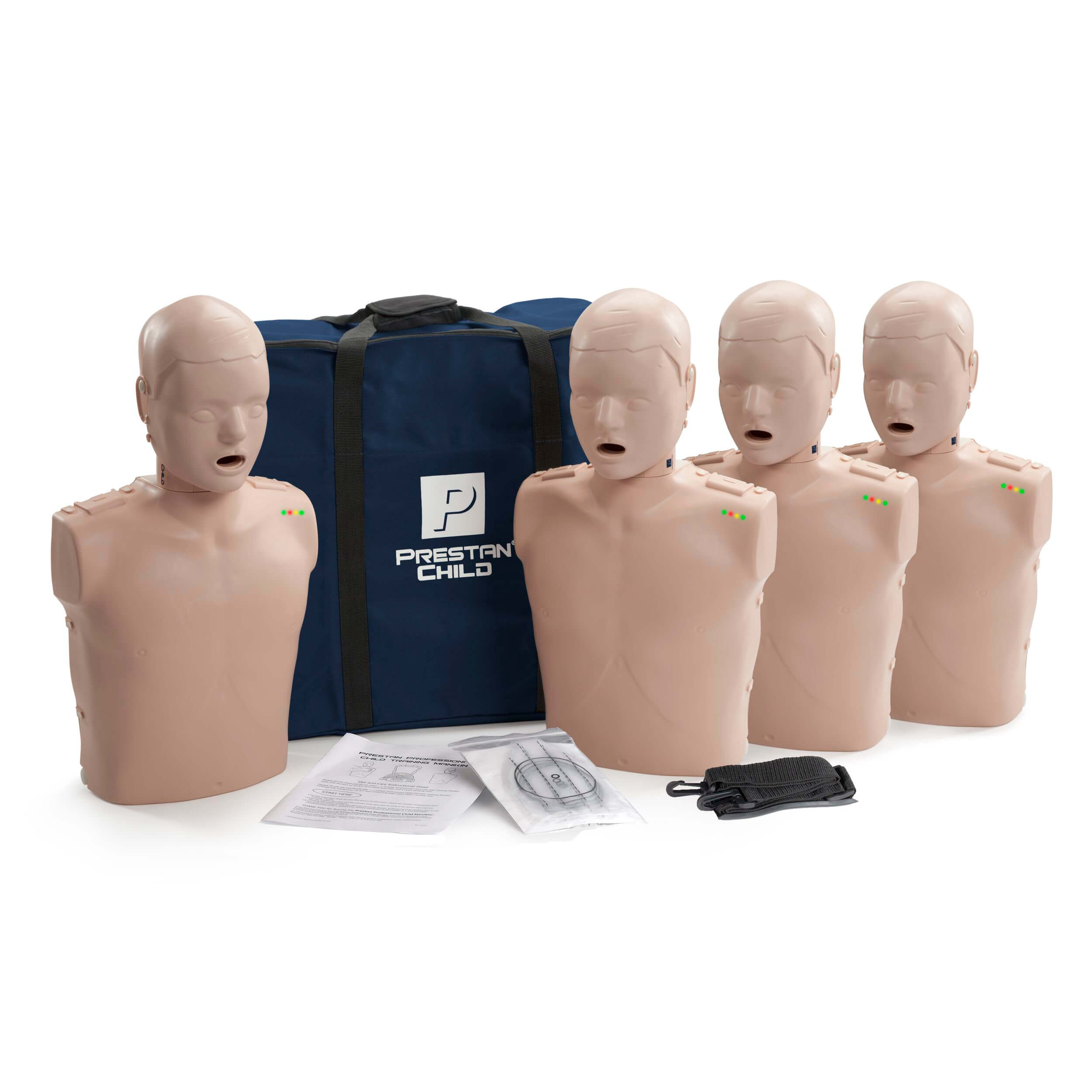 4-Pack Child CPR Manikin WITH Feedback, MEDIUM TONE, Prestan # PP-CM-400M-MS