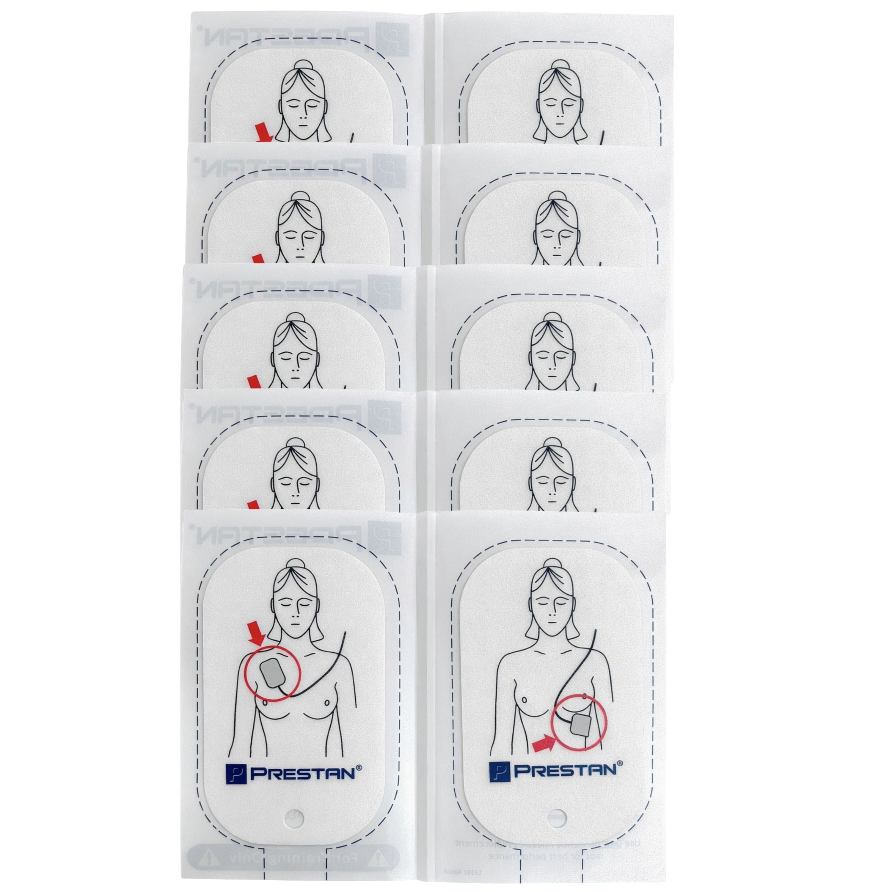 PRESTAN AED Trainer-Raizor-5 pack replacement pads open package