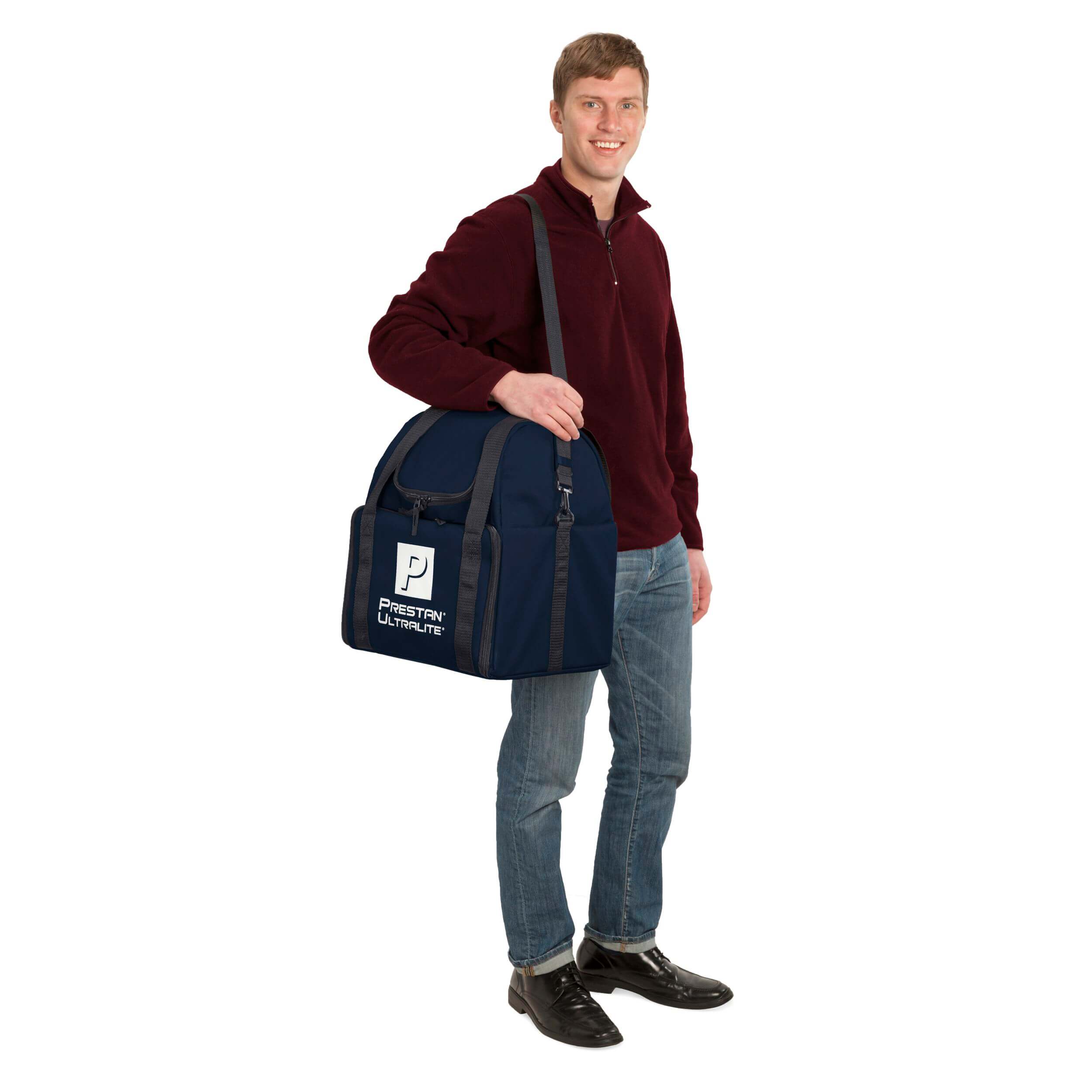 PRESTAN-ultralite manikin-Man holding 4 pack carry bag only