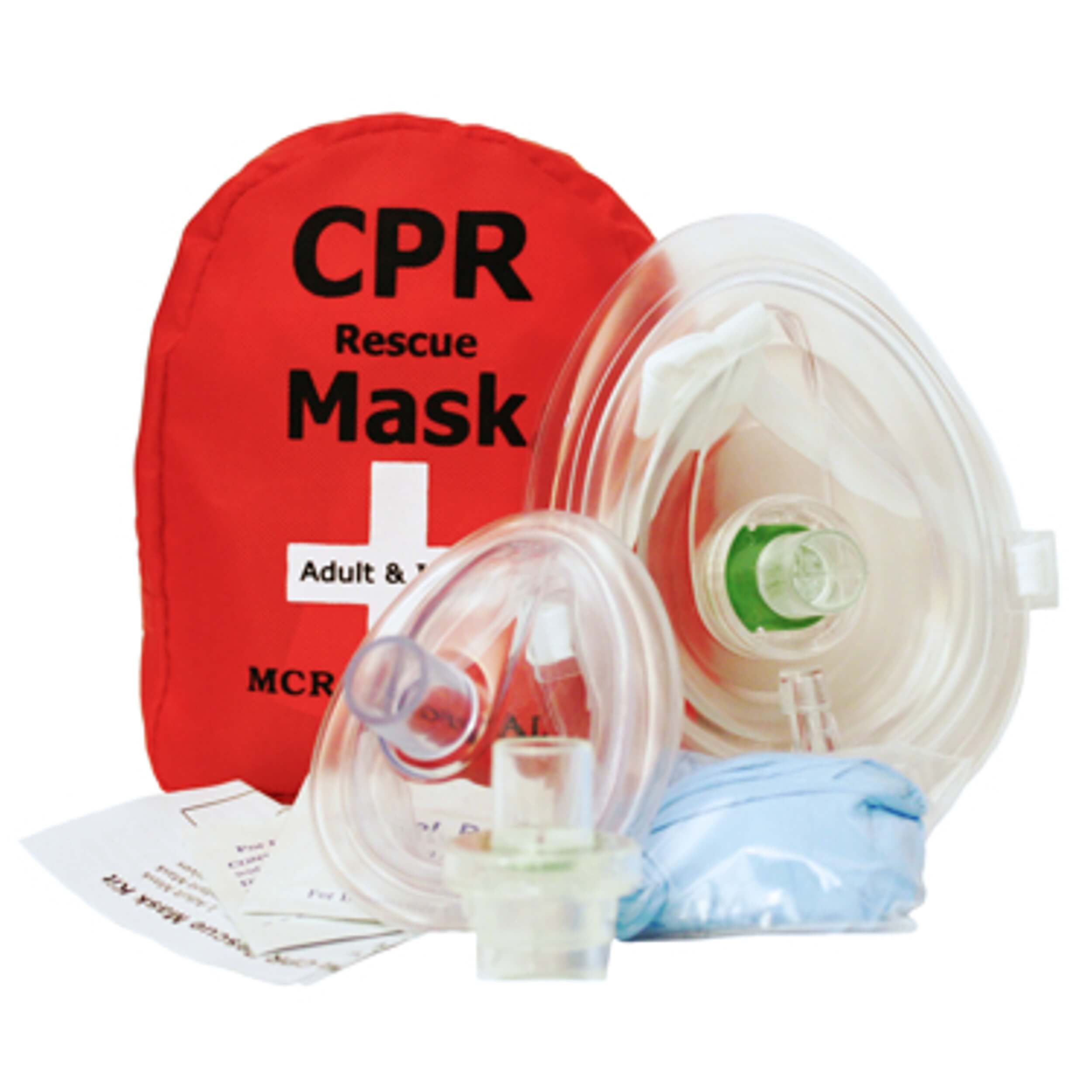 Case of 50 CPR Masks, Adult/Child & Infant & 2 Valves, MCR Medical