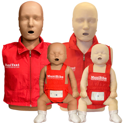 Diversity Manikin & AED Trainer Kit with Feedback (2-Adult, 2-Infant, 2-AED UltraTrainers, Vests & A