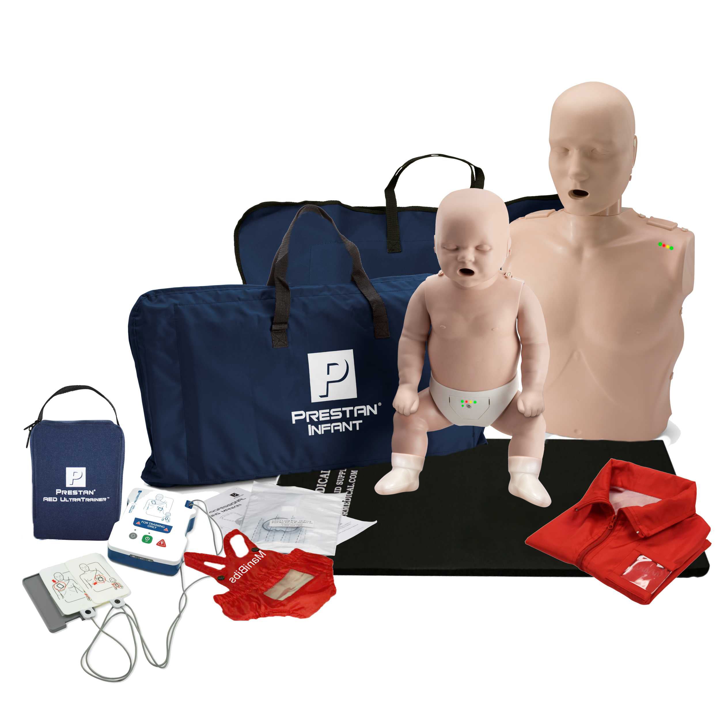 Adult and Infant CPR Manikin Kit with Feedback, PRESTAN UltraTrainer, and MCR Accessories