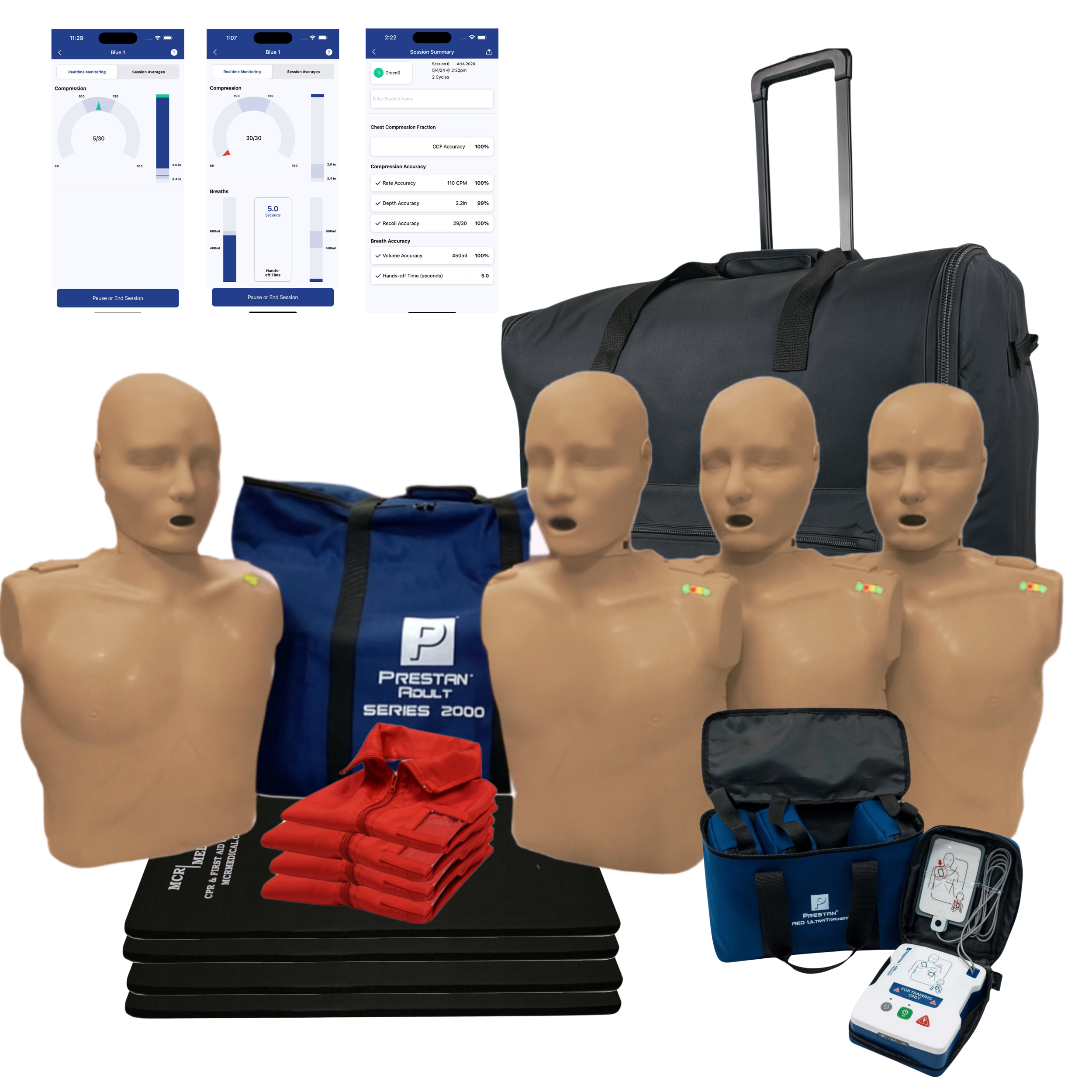 PRESTAN Adult Series 2000s (4-Pack, Dark Tone), AED UltraTrainers & MCR Accessories | MCR Medical Kit