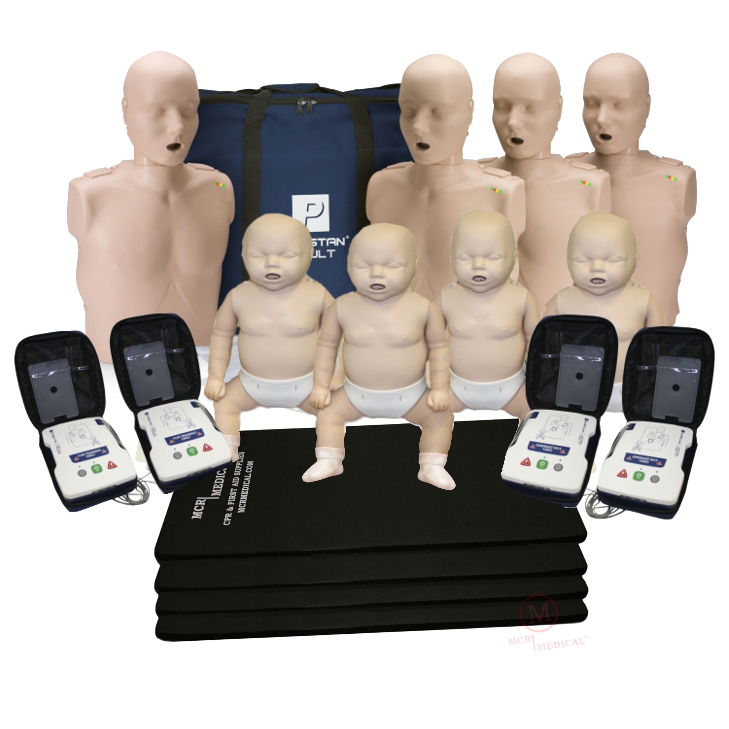 CPR Manikin 4-Pack Adult and 4-Pack Infant w. Feedback, AED UltraTrainers