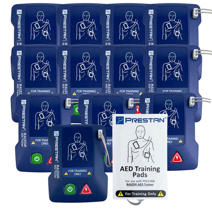 PRESTAN AED Trainer-Raizor-12 pack units, cords, and pads
