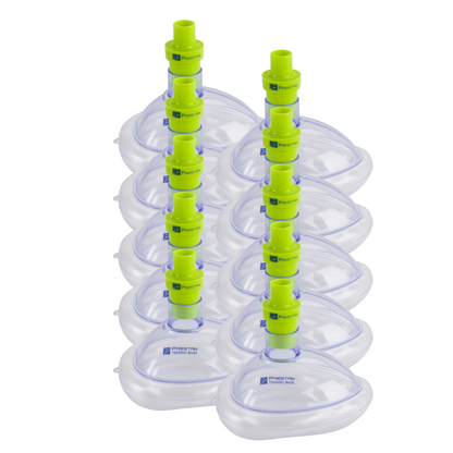 Pack of 10 ADULT Training CPR Pocket Resuscitator Masks with Valves, PRESTAN