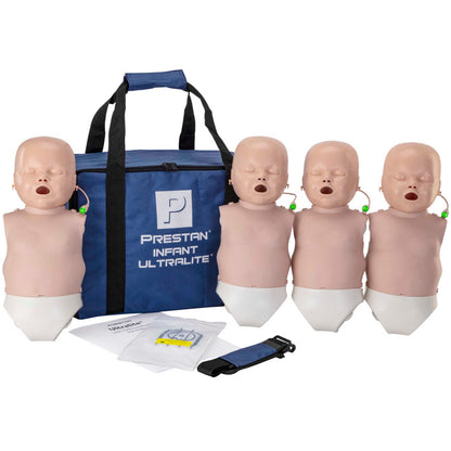 PRESTAN-ultralite-4 pack infant manikin with feedback cables, lung bags, manual and carry bag
