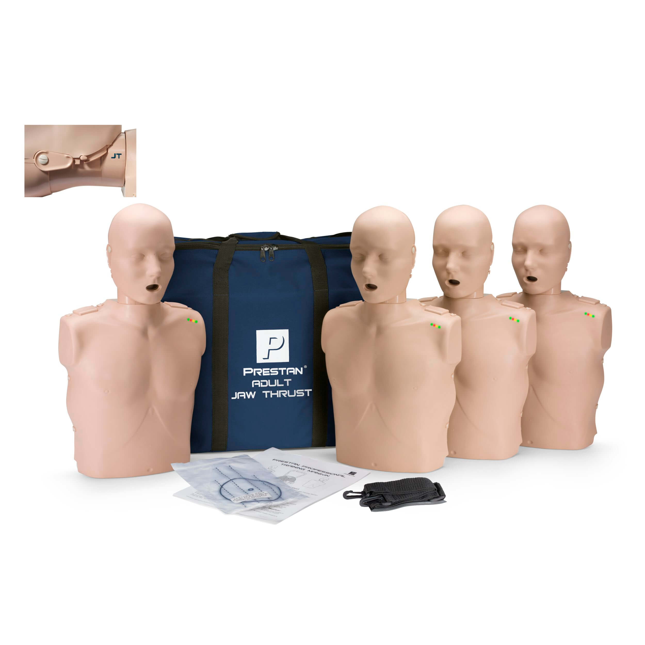 4-Pack Adult Jaw Thrust CPR Manikins WITH Feedback, DIVERSITY, PRESTAN
