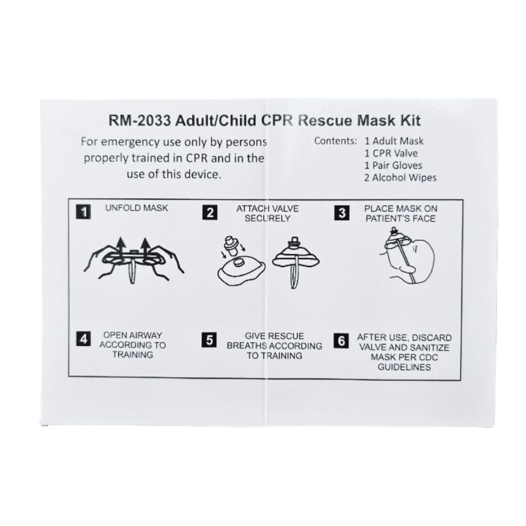 CPR Rescue Mask, Adult/Child, Hard Case w Wrist Strap, MCR