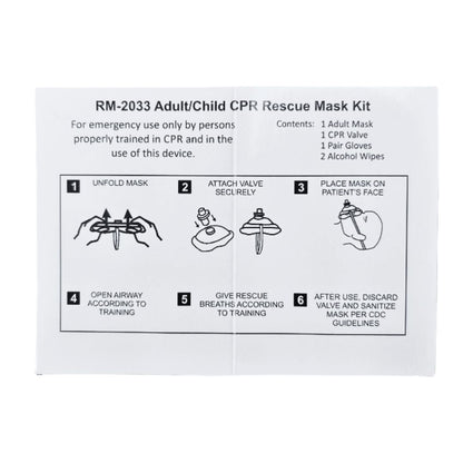Pack of 10 CPR Rescue Masks, Adult/Child, Hard Case with Wrist Strap, MCR